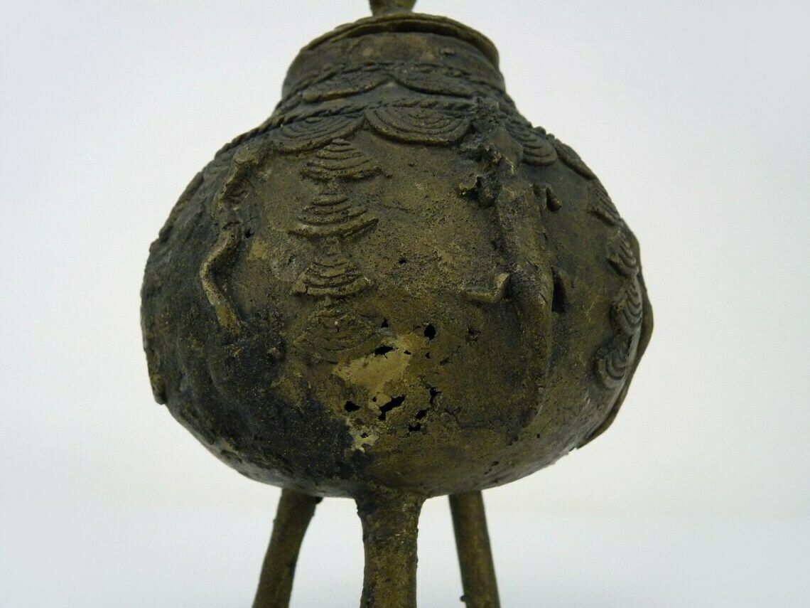 Ointment Pot, Bronze Urn. Dogon Mali. Decor Bird, Lizard, Snake. African Art photo buy