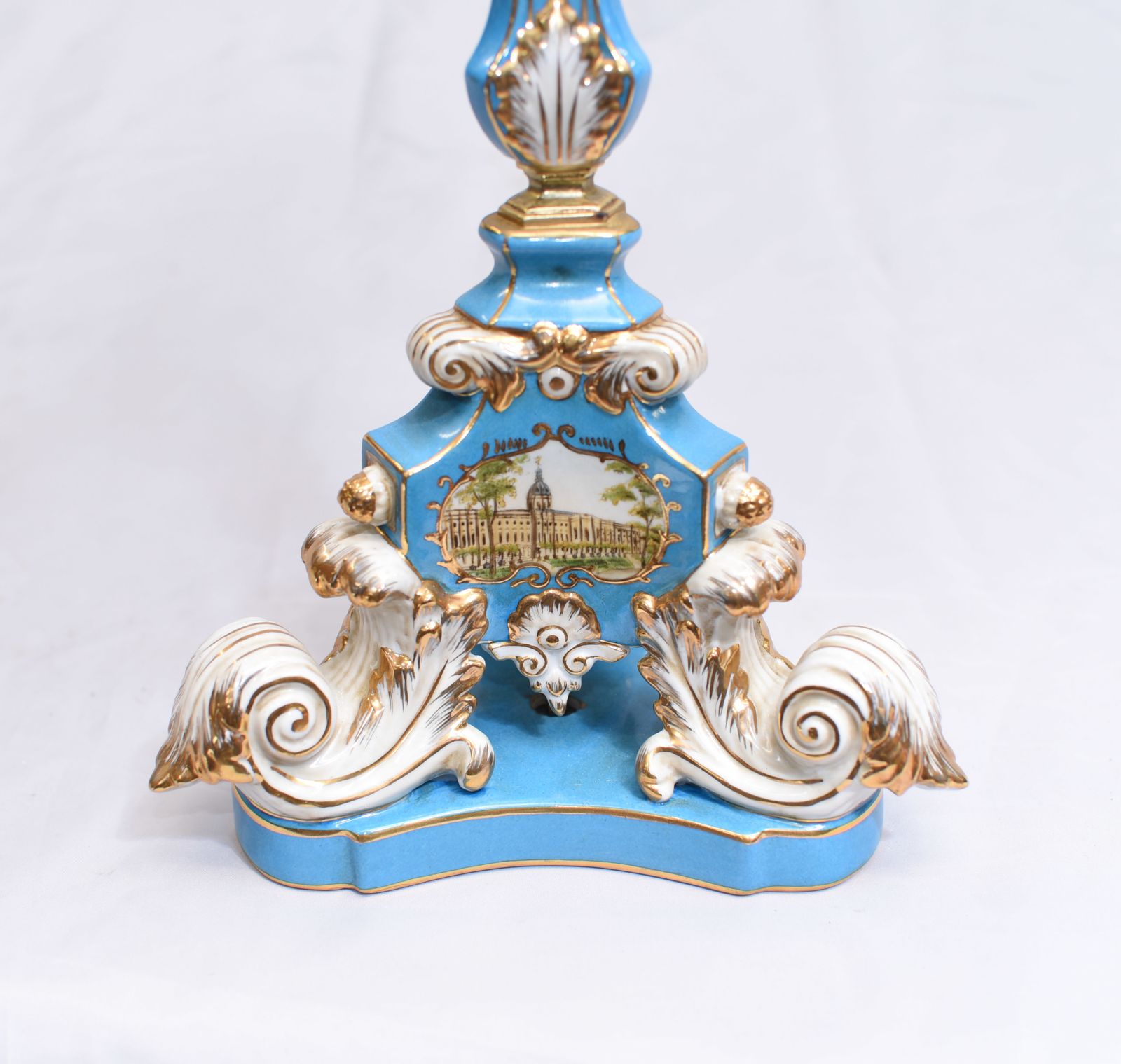 Pair Porcelain Candelabras   French Sevres Gilt Candelabrum photo vintage