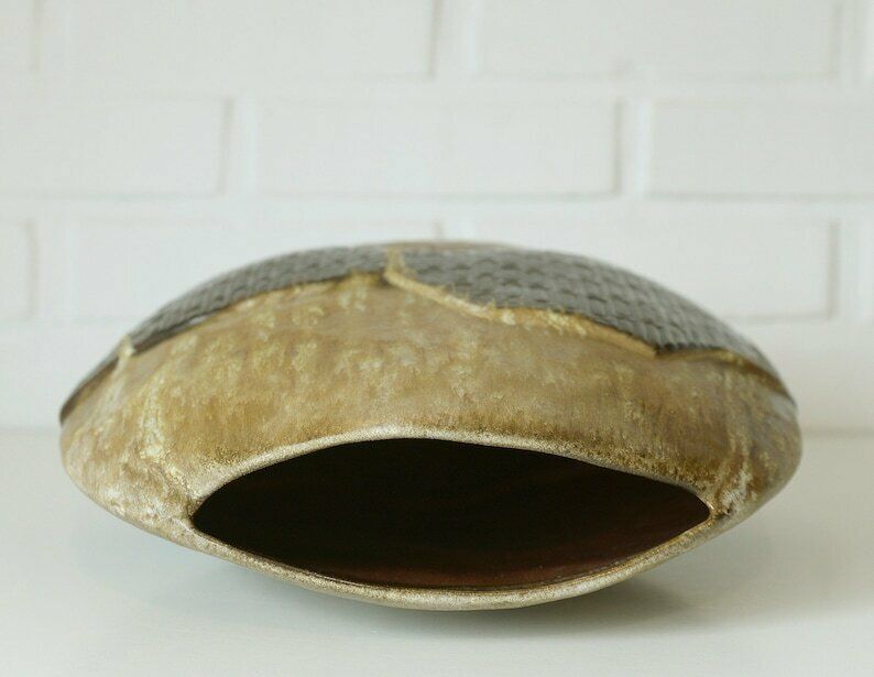 photo furniture Large Ceramic Bud Vase / Floor Pampas Grass Vase / Fat Lava Pottery / Mid Century Modern / Made In Germany 1970's