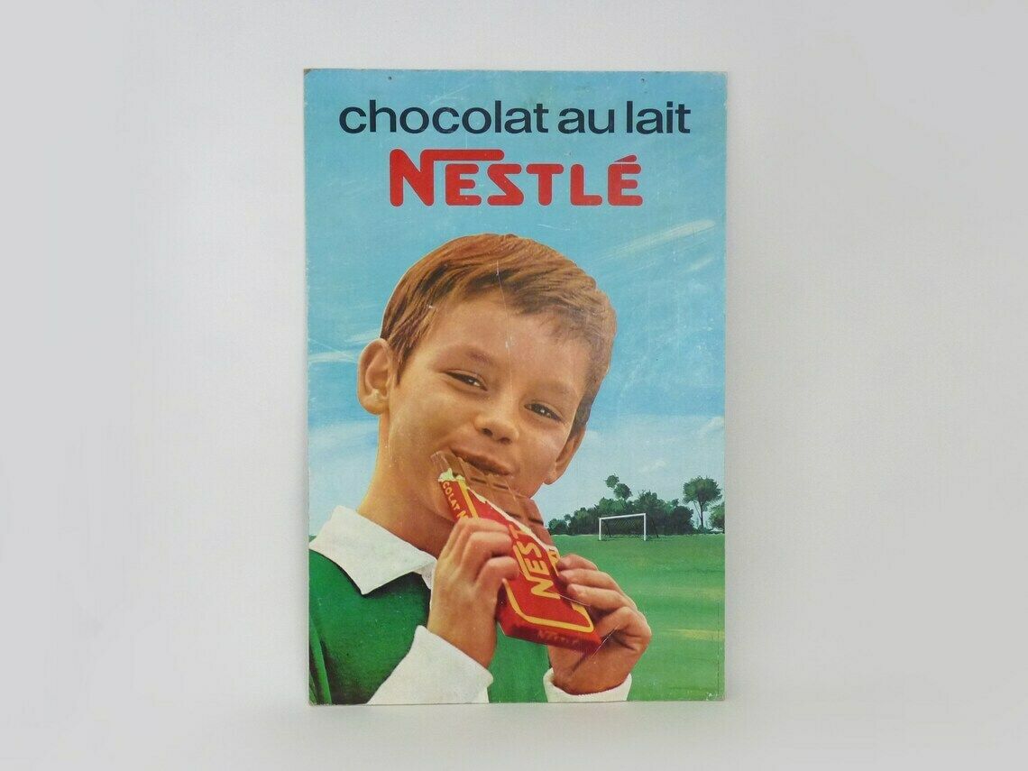 Old Nestlé Milk Chocolate Double Sided Cardboard Poster