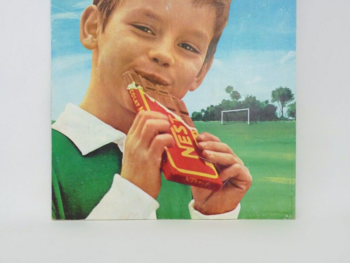 Old Nestlé Milk Chocolate Double Sided Cardboard Poster photo 189.28