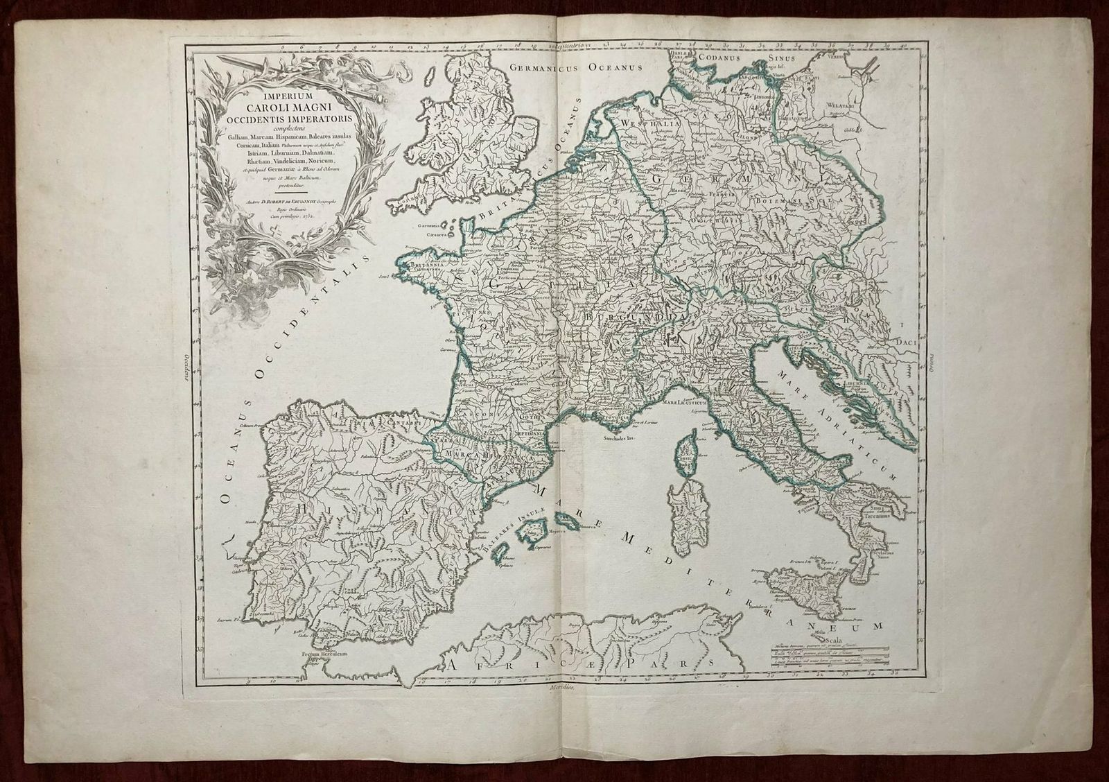 Imperium Caroli Magni Charlemagne Vaugondy Map Europe 1752