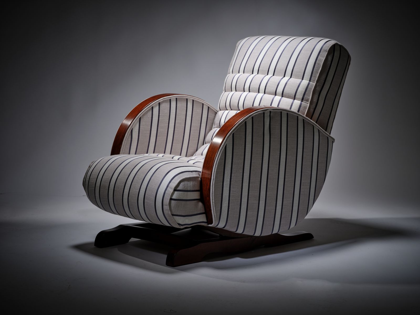 The Deco Modernist 'Maritime Gentle Rocker' Fluted Back Rocking Armchair, England Circa  1930's photo Furniture
