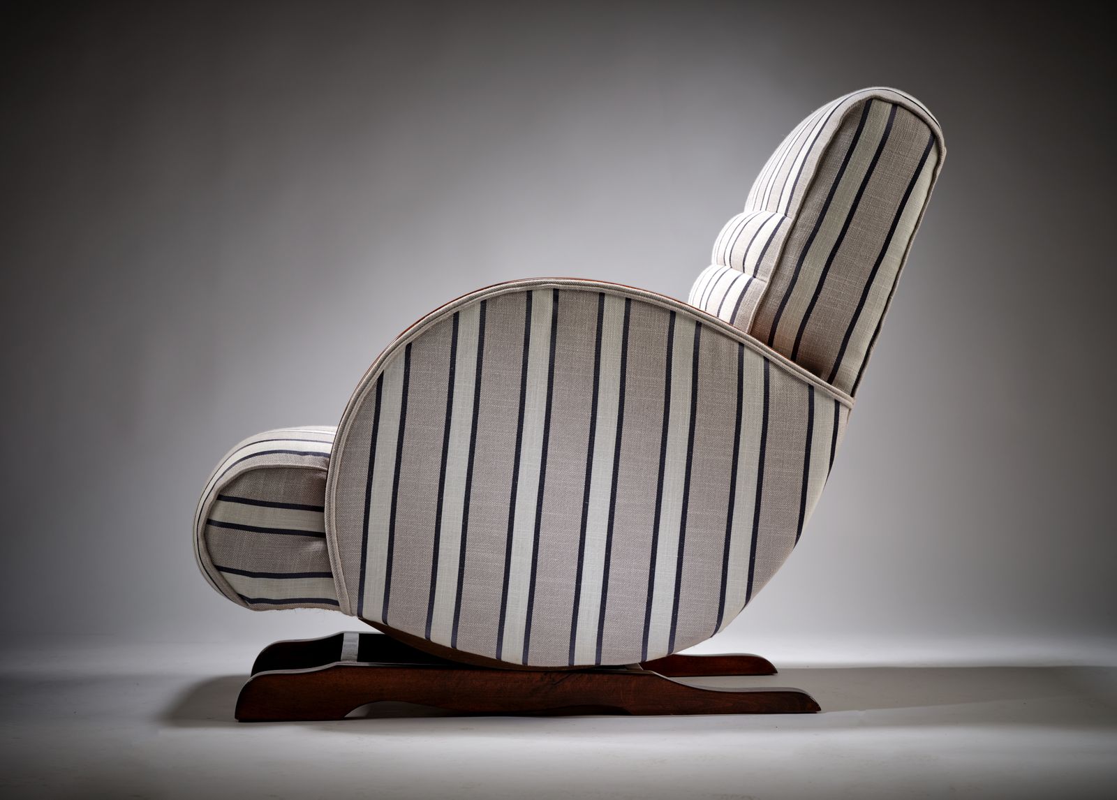 The Deco Modernist 'Maritime Gentle Rocker' Fluted Back Rocking Armchair, England Circa  1930's photo for sale