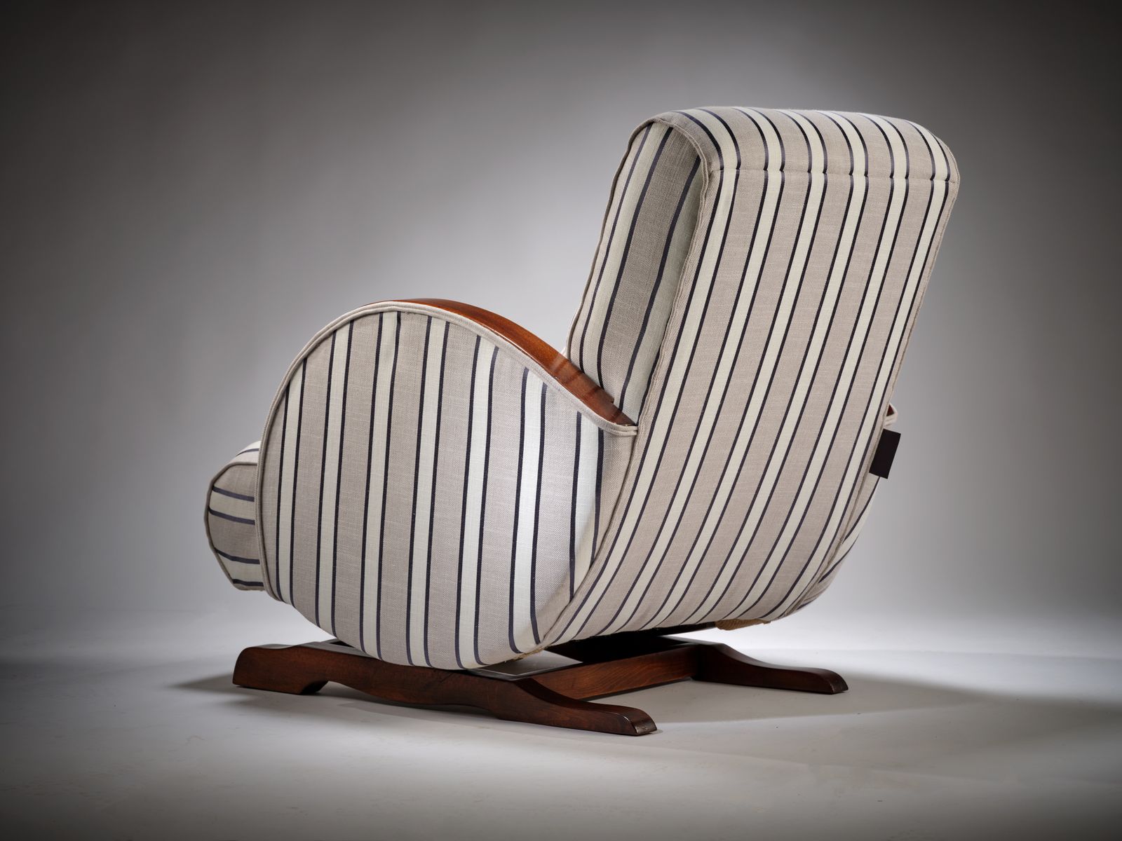 The Deco Modernist 'Maritime Gentle Rocker' Fluted Back Rocking Armchair, England Circa  1930's photo vinterior