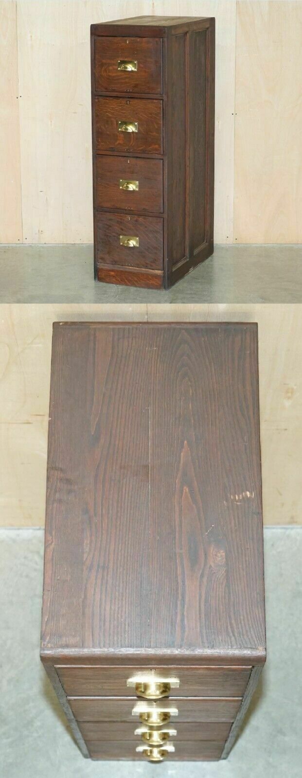 Antique Art Deco Circa 1920's Restored English Oak Filing Cabinet New Fittings photo furniture