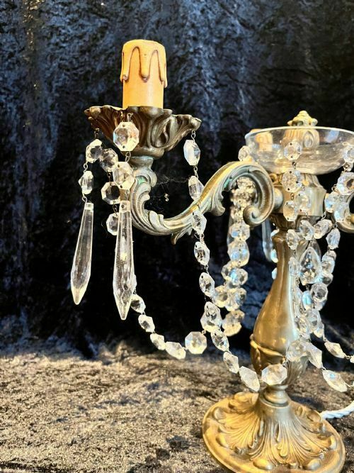 A Pair Of Three Light French Antique Lamps photo vintage