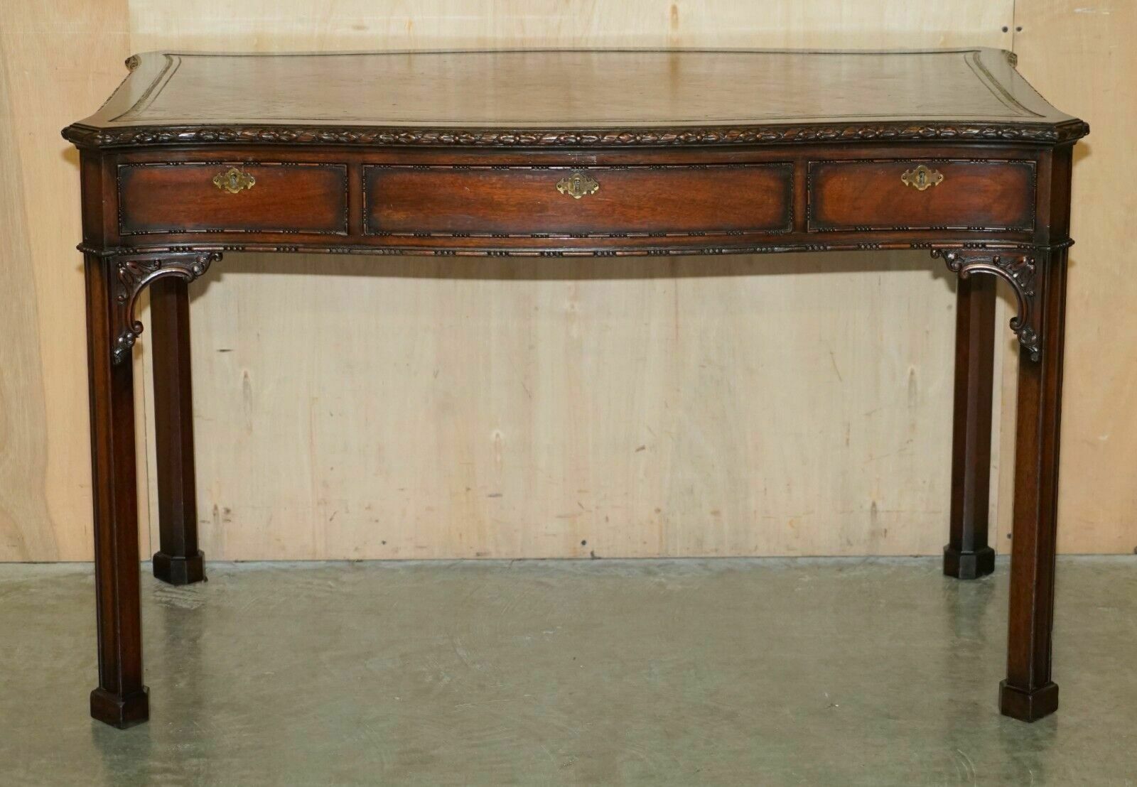 Waring & Gillow Paris Thomas Chippendale Taste Library Desk Brown Leather Top photo for sale