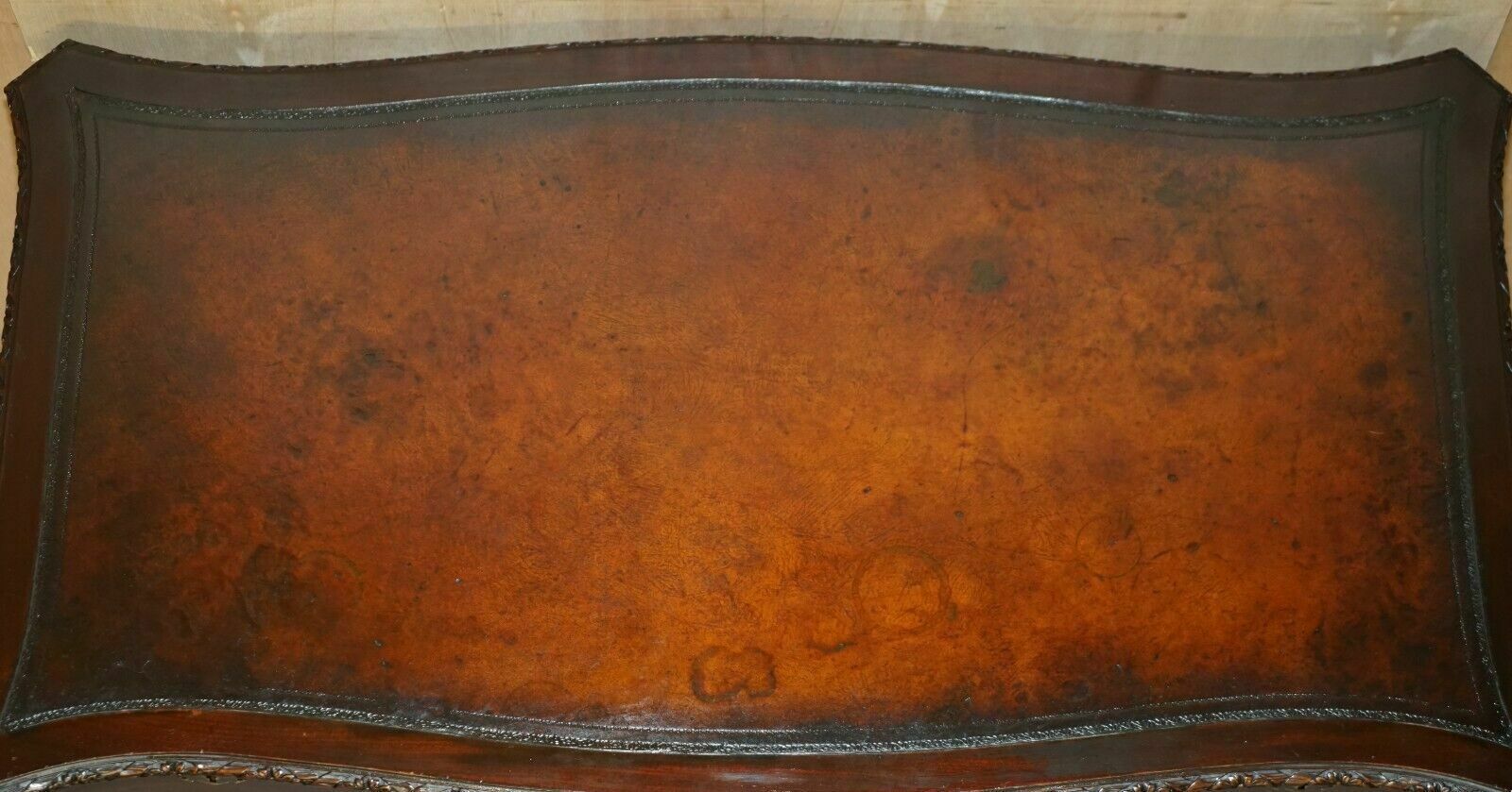 photo vintage Waring & Gillow Paris Thomas Chippendale Taste Library Desk Brown Leather Top