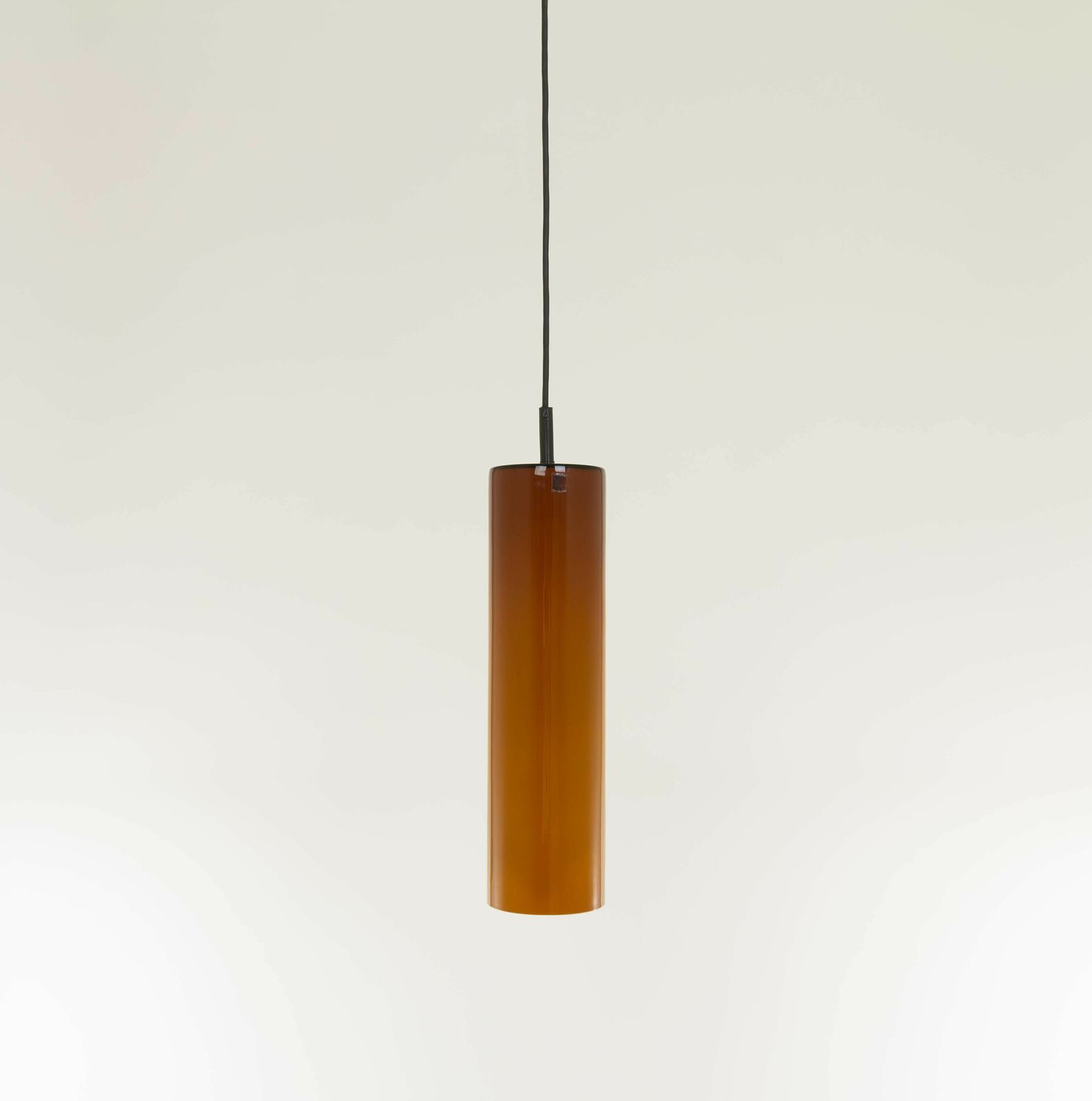 Cylinder Shaped Amber Coloured Pendant By Venini, 1950s photo for sale