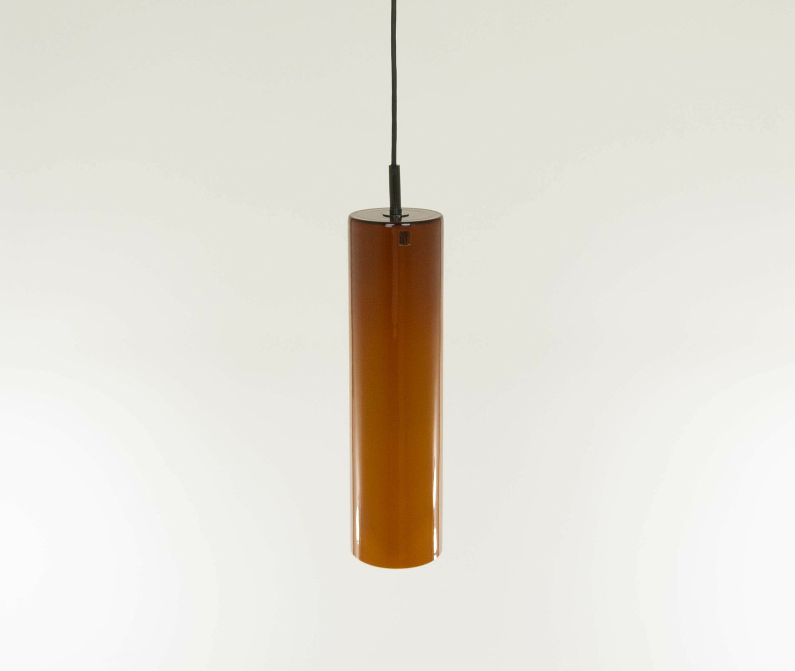 Cylinder Shaped Amber Coloured Pendant By Venini, 1950s photo Lighting