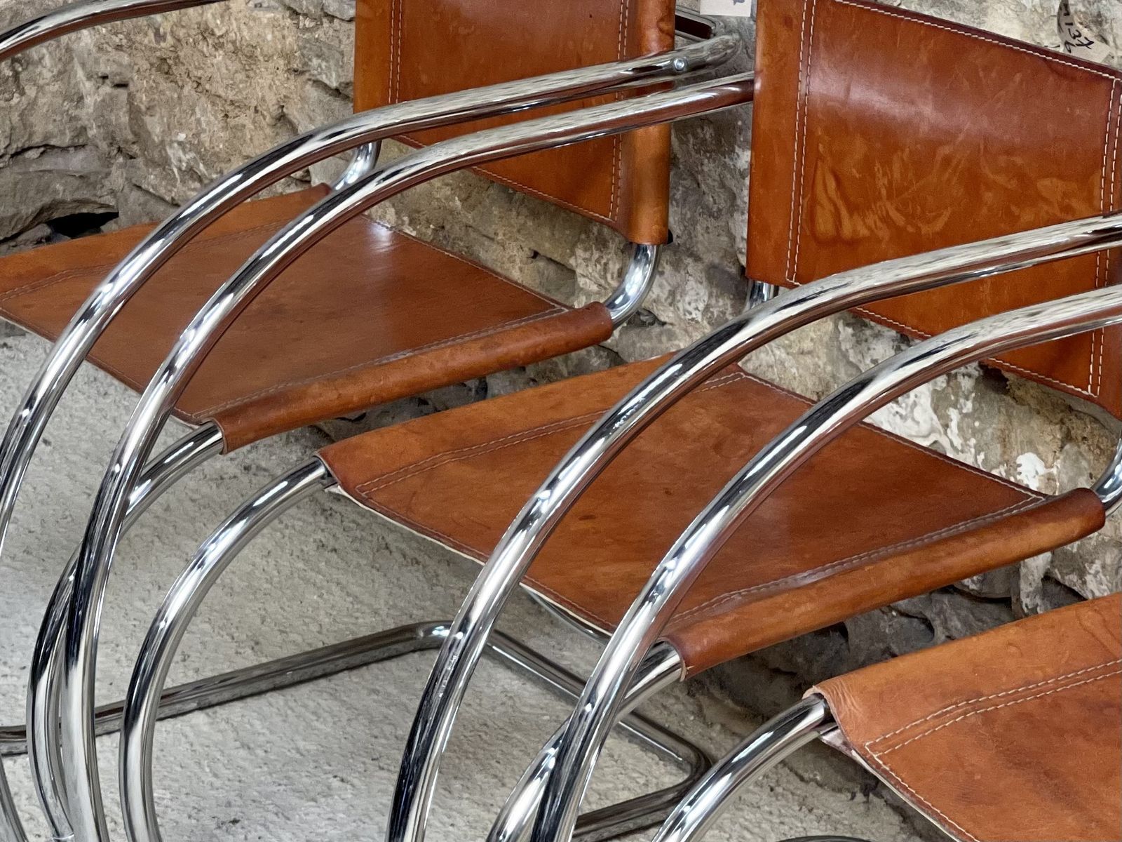 photo vinterior Set Of 4 Four Mies Van Der Rohe Mr 20 Chair Chairs Dinning Club Lounge Occasional Bauhaus Mid Century