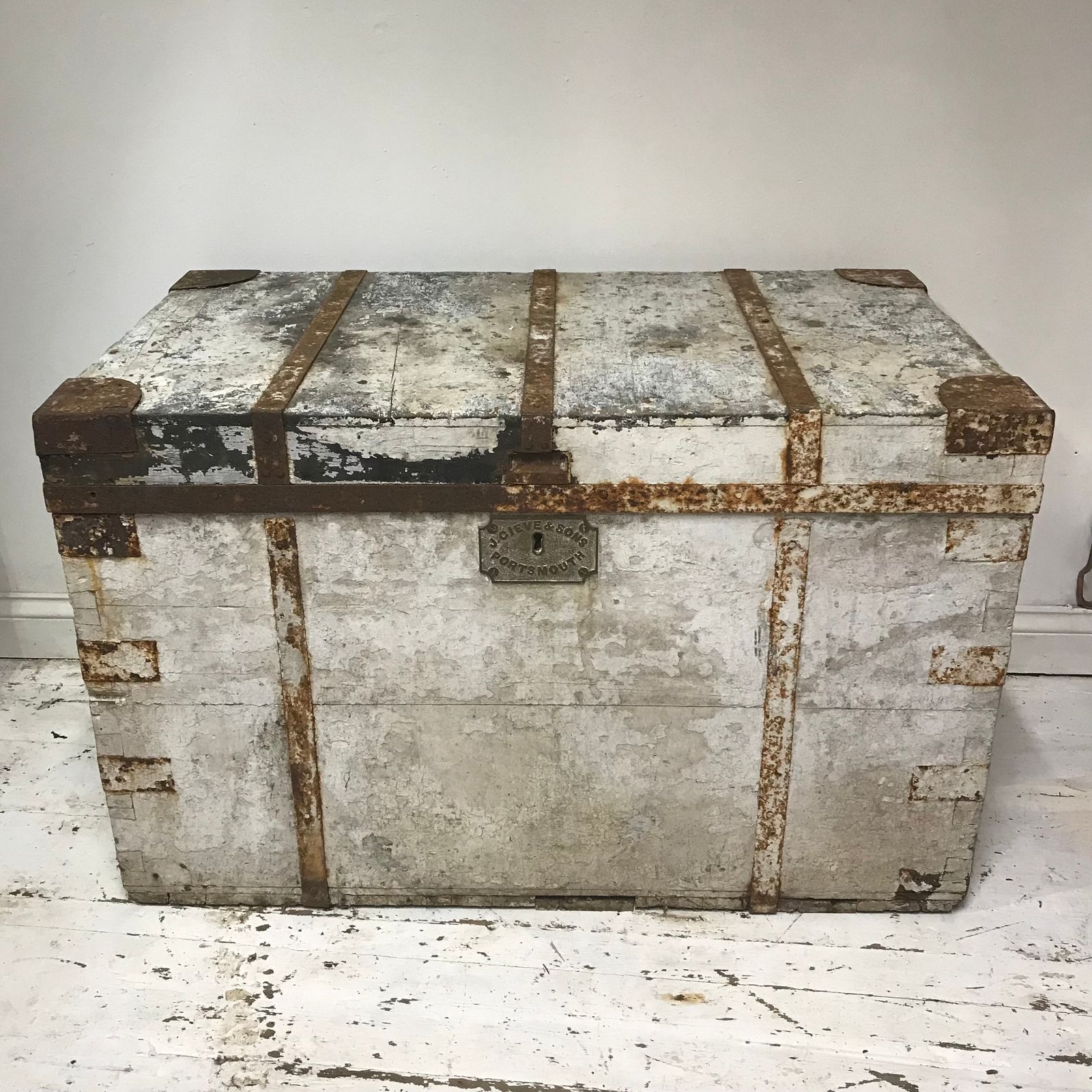 Large 19th Century James Gieves & Sons Portsmouth Naval Trunk