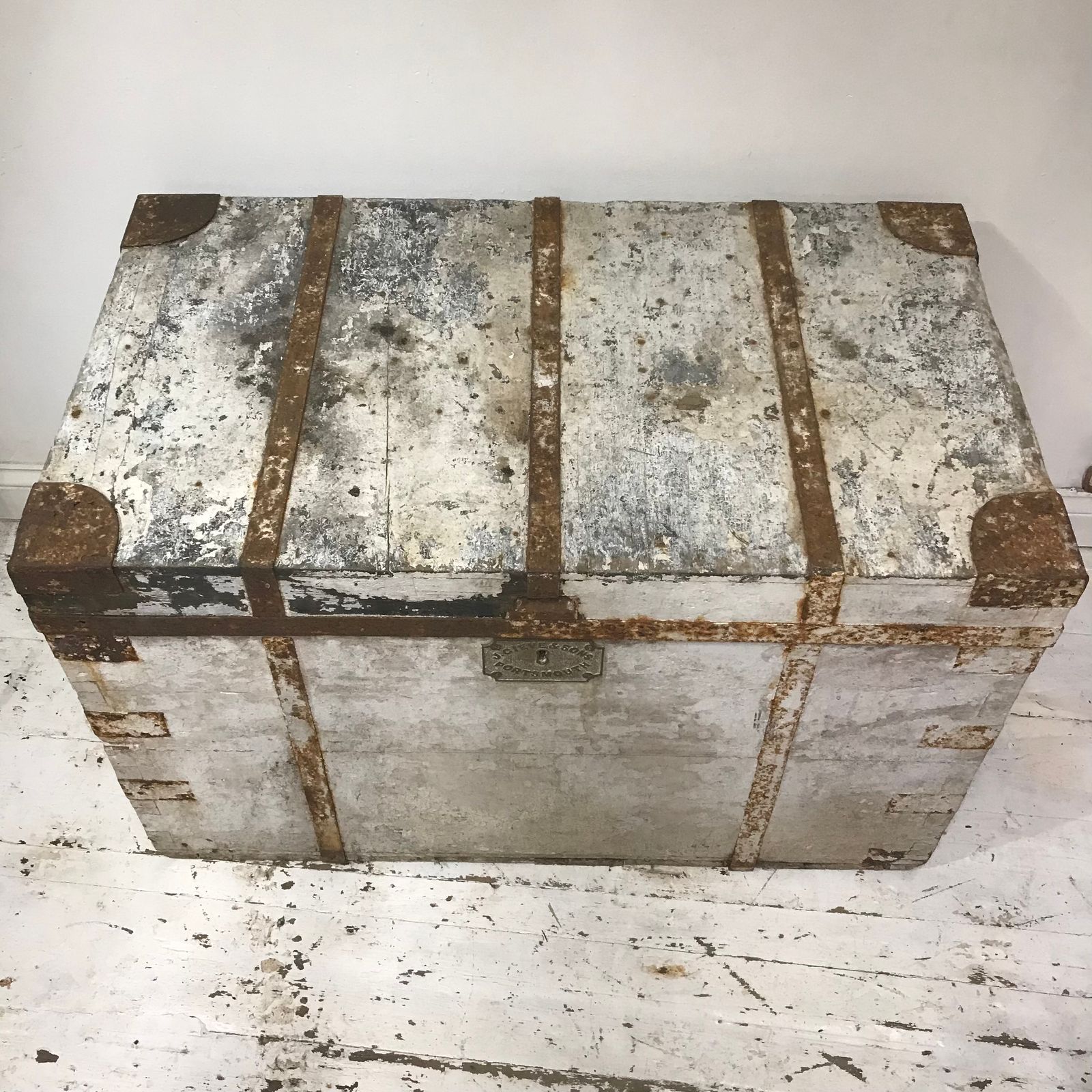 Large 19th Century James Gieves & Sons Portsmouth Naval Trunk photo furniture