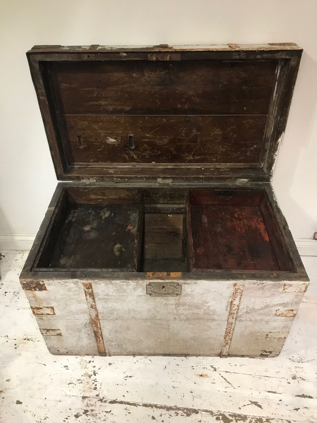 Large 19th Century James Gieves & Sons Portsmouth Naval Trunk photo 945.0