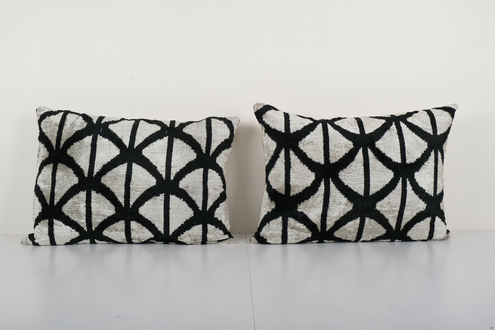 Handmade Ikat Pattern Lumbar Pillow Cover   Set Of Two Unique Home Decor   Colorful Silk Pillowcase 17'' X 24''
