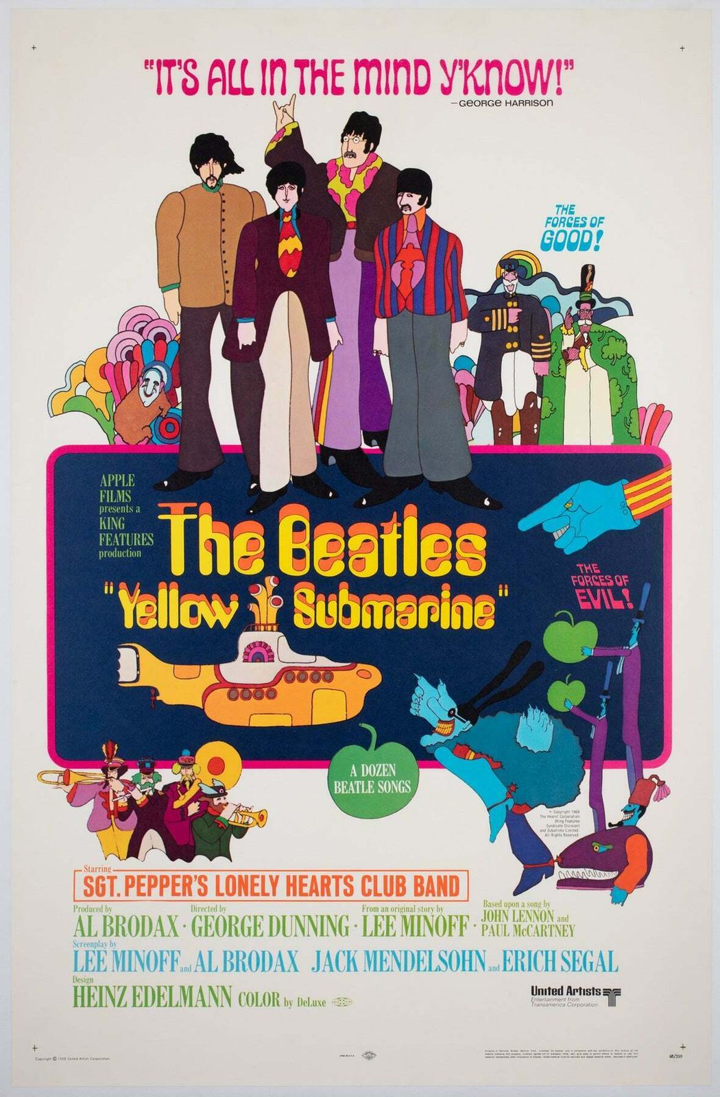 Yellow Submarine The Beatles 1968 Us 1 Sheet Film Poster, Heinz Edelmann