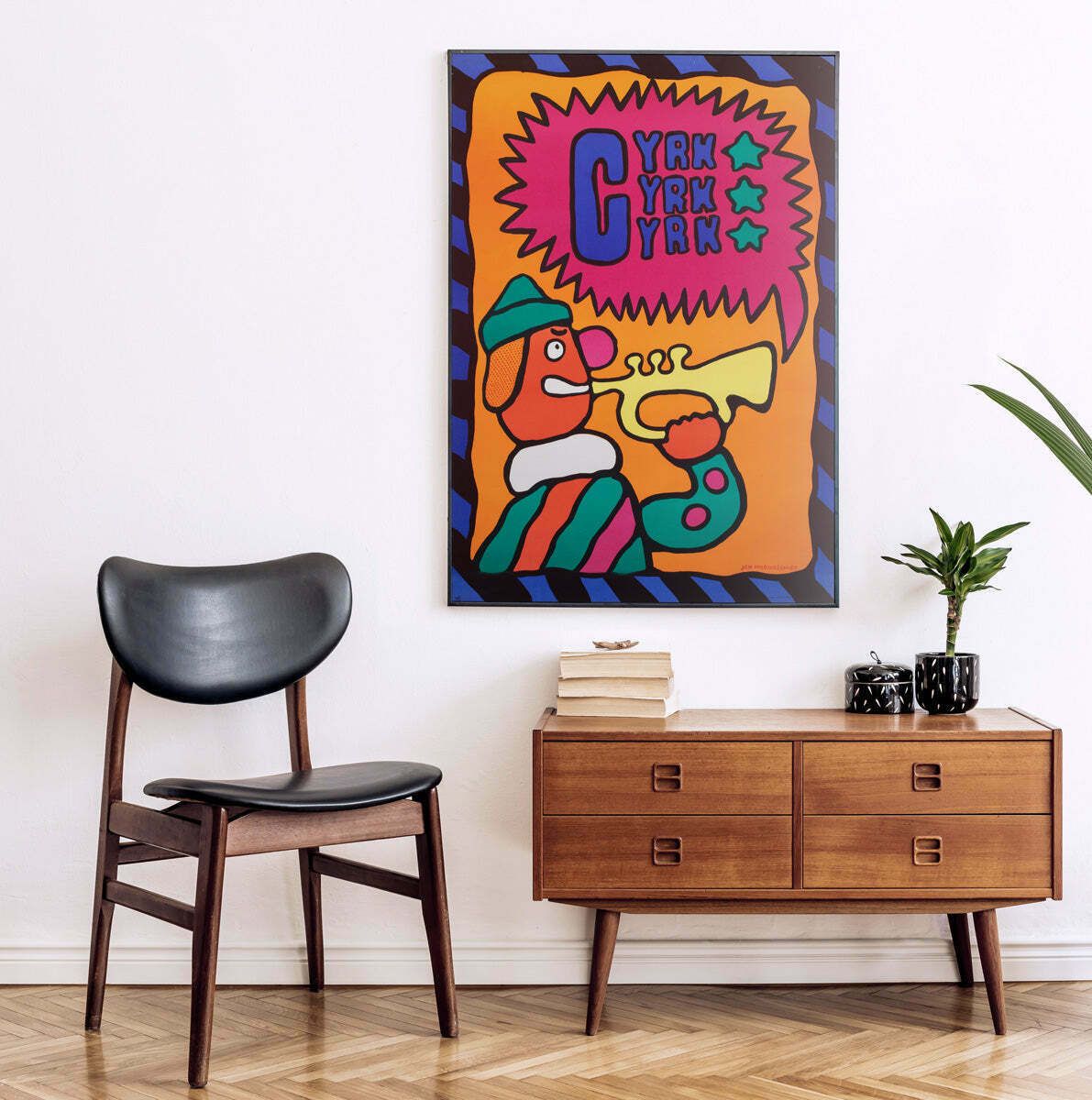 Cyrk Trumpet Clown 1969 Polish B1 Circus Poster, Jan Mlodozeniec photo furniture