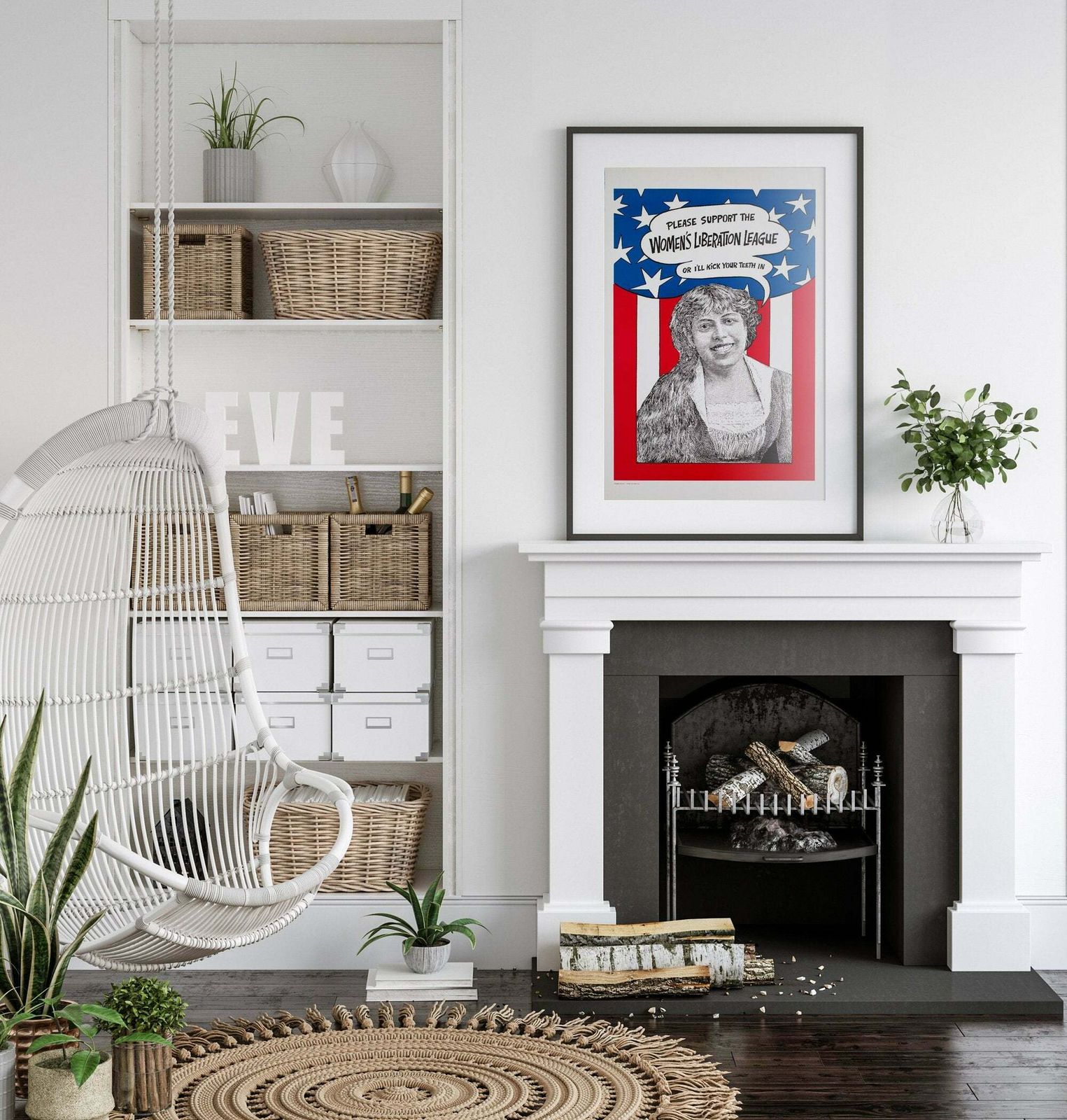 Women's Lib Punch Your Teeth In 1970s American Political / Protest Poster photo furniture