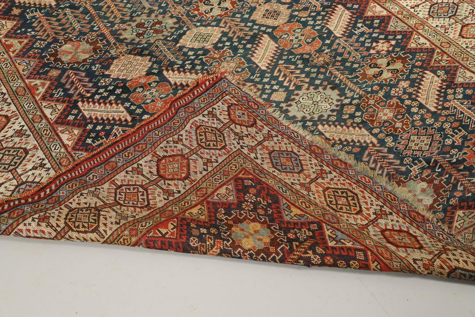 Antique Rug, Handmade Carpet Oriental Caucasian Rug, Living Room Rug For Sale photo 9300.0