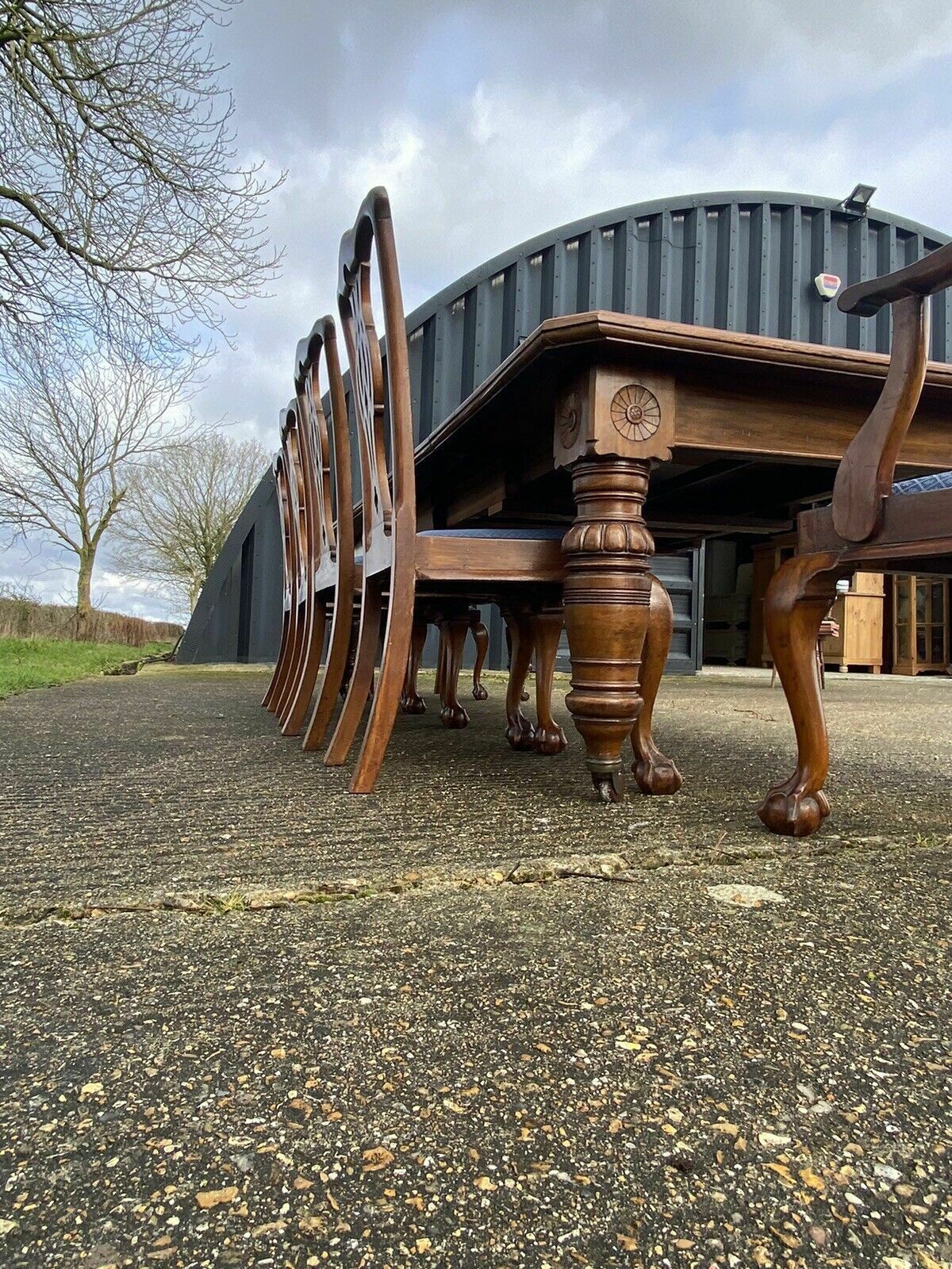 Furniture Set Of Six Large Antique Chippendale Style Mahogany Dining Chairs Inc 2 Carvers photo