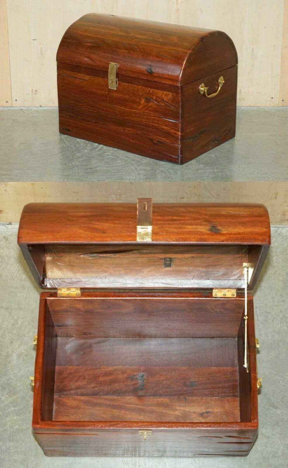Vintage Hand Carved Jarabosky Dome Topped Steamer Travel Trunk Stamped On Front