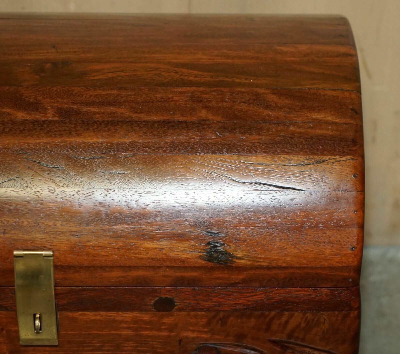 Vintage Hand Carved Jarabosky Dome Topped Steamer Travel Trunk Stamped On Front photo buy
