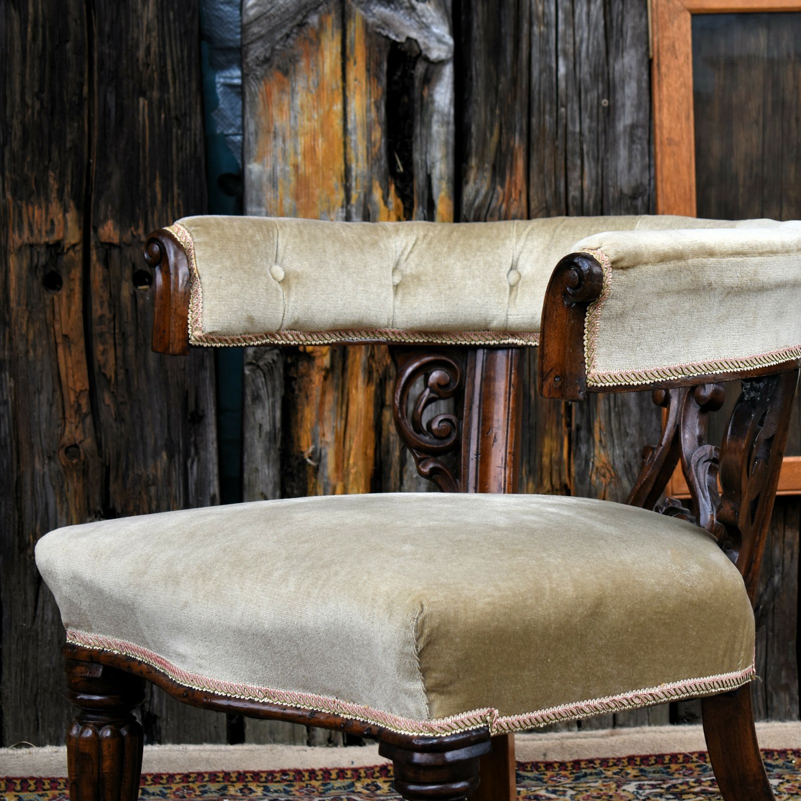 Antique Victorian Mahogany Cockfighting Horseshoe Library Statement Arm Chair photo Furniture