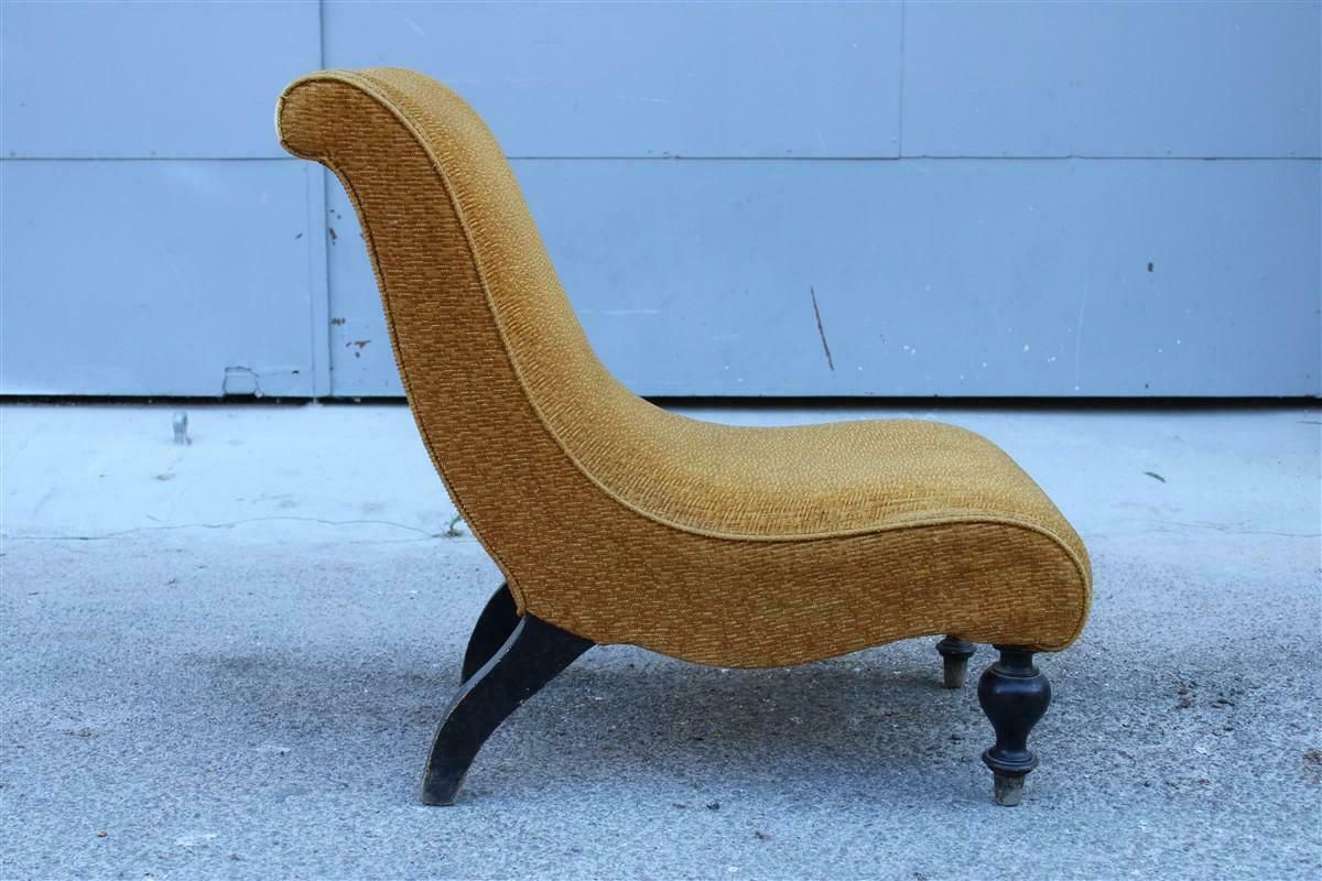 photo furniture Small Italian Armchair In Yellow Fabric With Wooden Feet Carlo Mollino Style