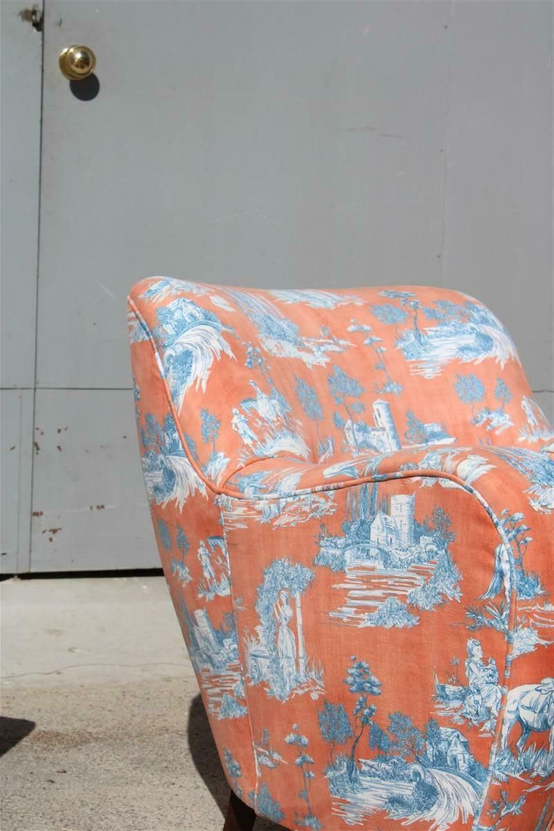 Mid Century Italian Pair Armchairs Palolo Buffa Design Fornasetti Style Printed photo Furniture