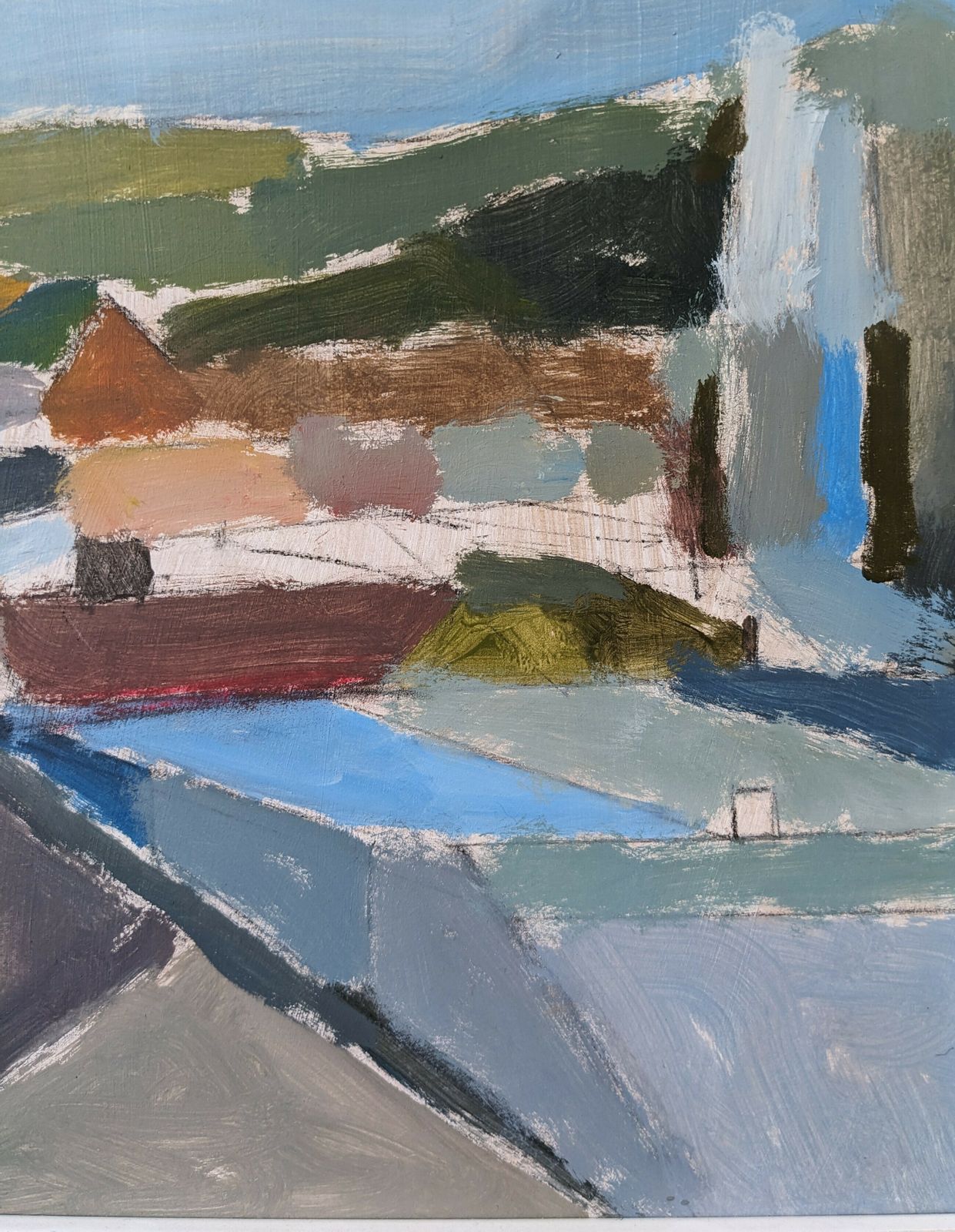 photo for sale British Contemporary Framed Oil Painting, Ian Mood   Urban Landscape