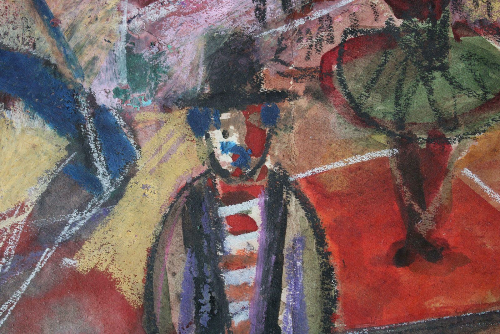Aleksandra Belcova Circus Paper, Mixed Media Art, 1971 photo for sale
