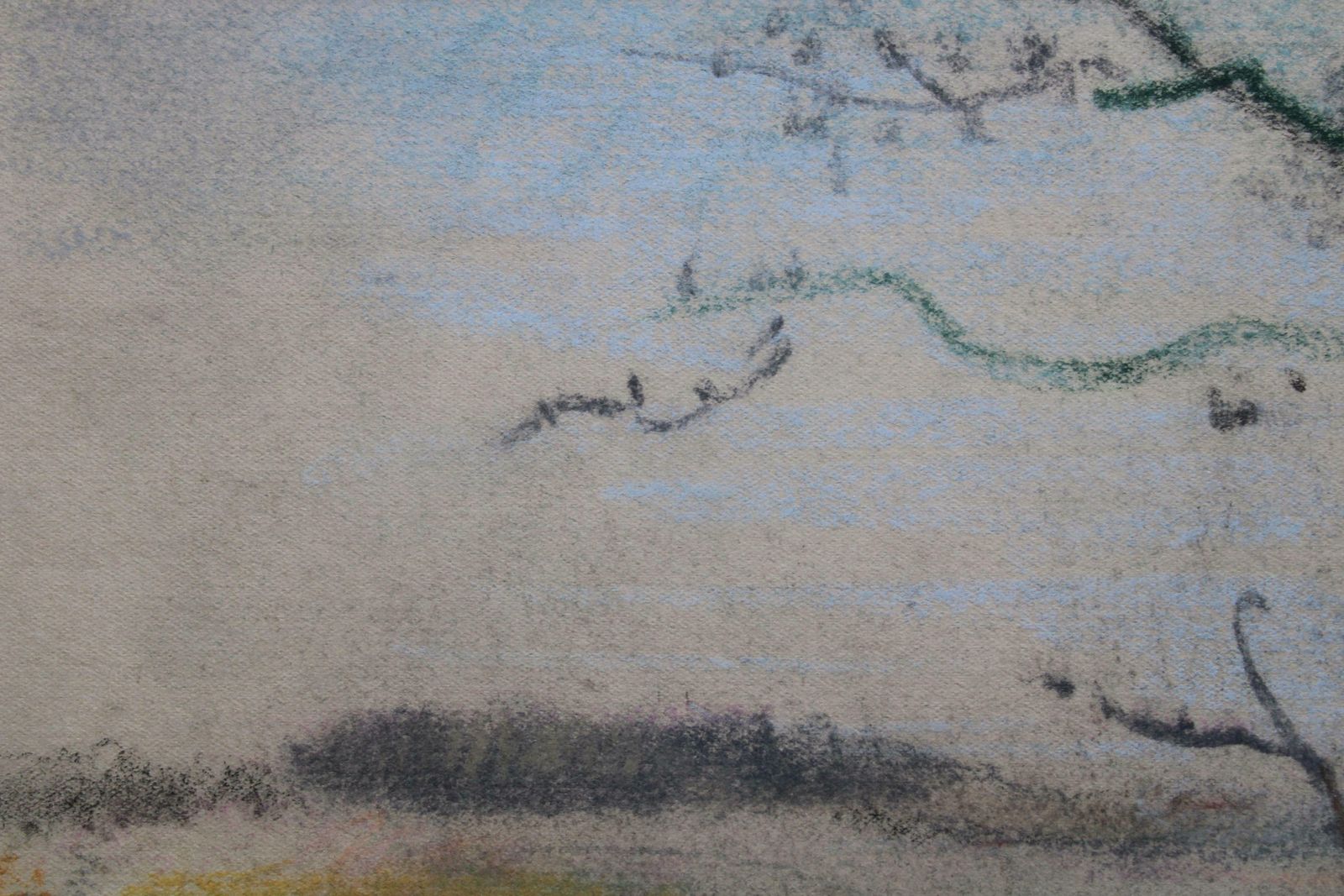 Aleksandra Belcova Flooded River 1950s. Paper, Pastel. 26.5x35.5 Cm Circa 1950 photo Art