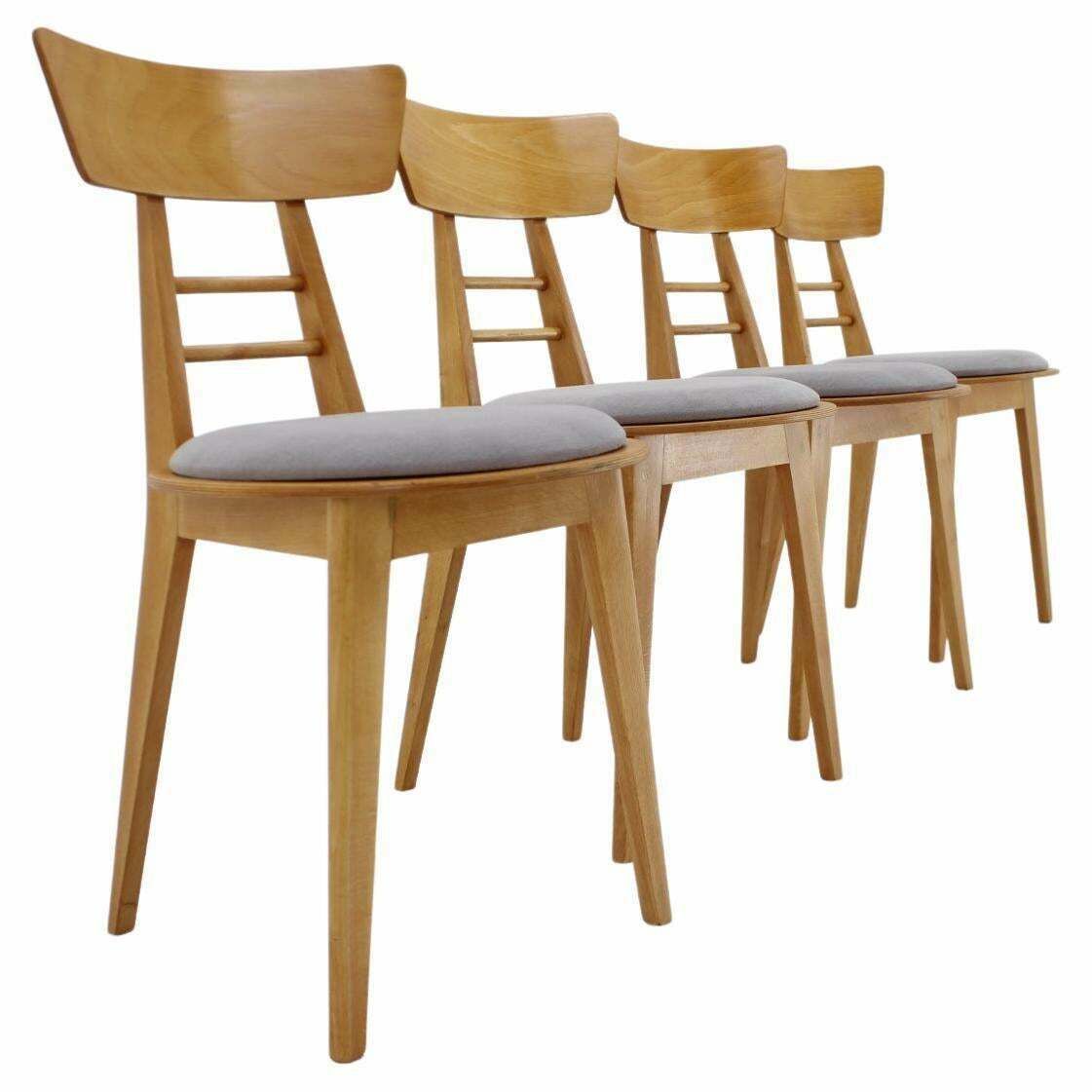 1980s Set Of Four Dining Chairs By Tonne, Czechoslovakia