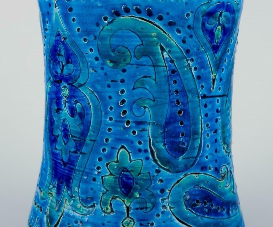 Aldo Londi For Bitossi, Italy, Ceramic Vase In Azure Blue Glaze. 1960s/70s. photo Home Decor