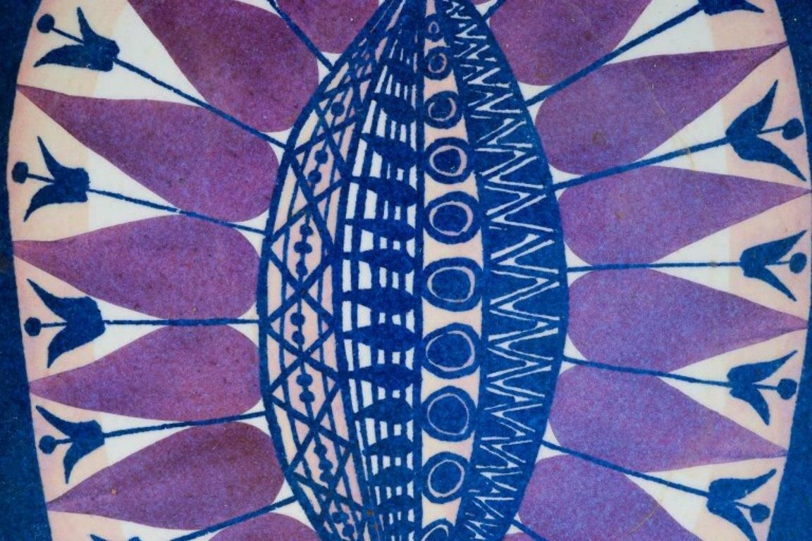 Royal Copenhagen, Faience Bowl With Motif Of Peacock In Modernist Style. 1970s. photo 160.0