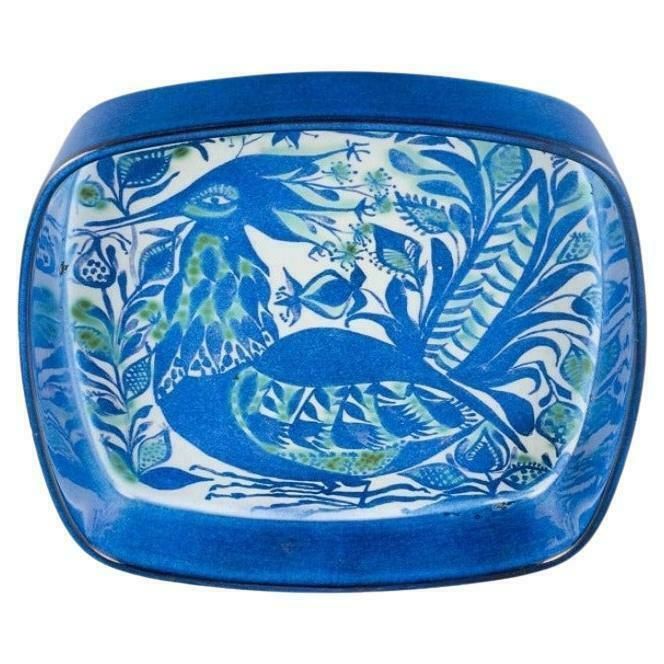 Royal Copenhagen, Faience Bowl With Motif Of Bird In Modernist Style. 1970s.
