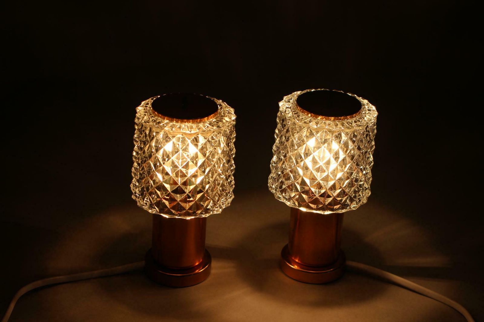 Lighting Pair Of Table Lamps In Copper By Kamenicky Senov, Czechoslovakia photo