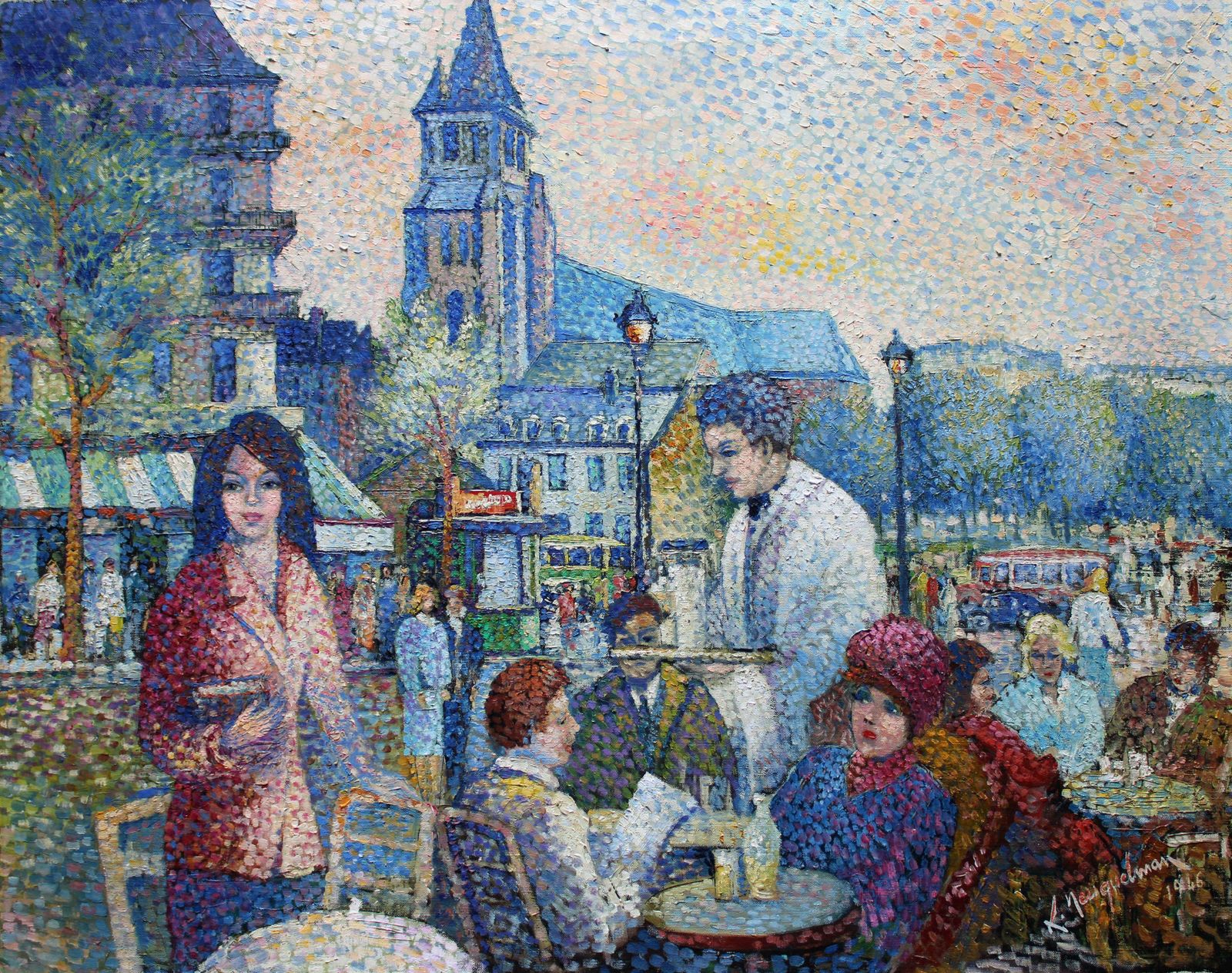 Lucien Neuquelman Saint Germain Des Pres. 1946. Oil On Canvas