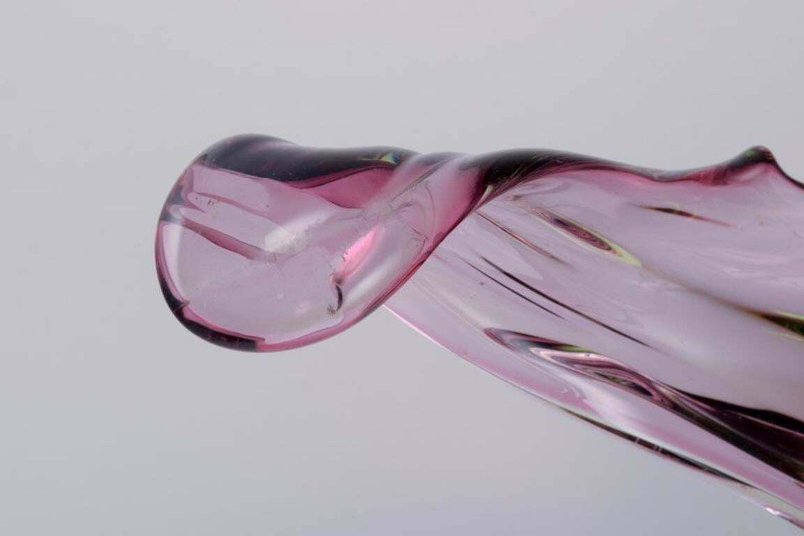 Murano, Italy, Colossal Waved Bowl In Green And Purple Art Glass. 1970s. photo vinterior