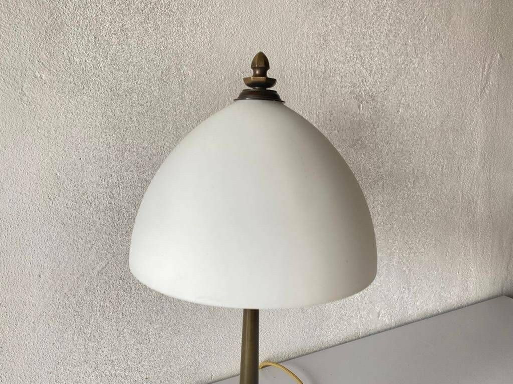 Art Deco Milk Glass And Bronze Large Table Lamp By D.R.P. Savas, German Reich Patent, 1930s, Germany photo 1564.0
