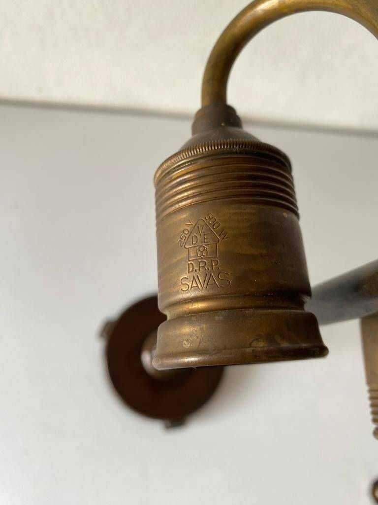 photo for sale Art Deco Milk Glass And Bronze Large Table Lamp By D.R.P. Savas, German Reich Patent, 1930s, Germany