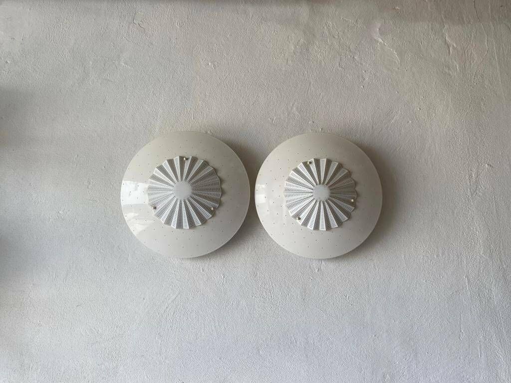 Wonderful Serie Migale Pair Of Sconces Or Flush Mounts By Vico Magistretti For Oluce, 1960s/70s, Italy photo for sale