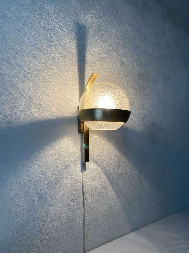 Beautiful Italian Air Bubble Glass And Gold Metal Sconce, 1960s, Italy photo for sale