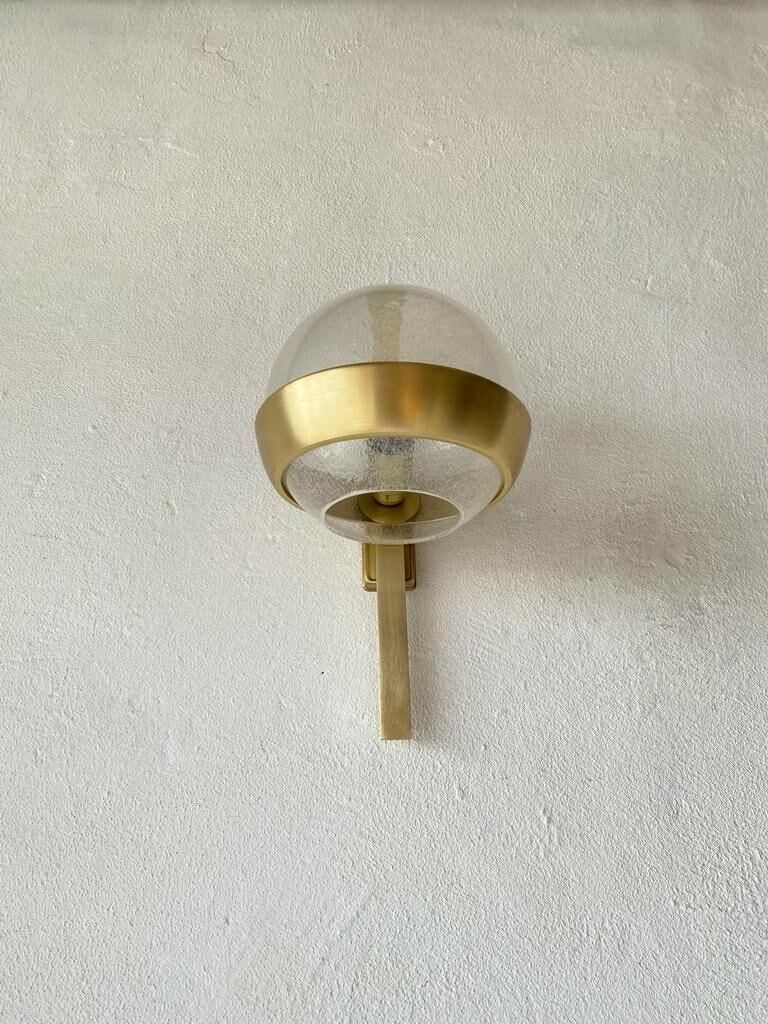 Beautiful Italian Air Bubble Glass And Gold Metal Sconce, 1960s, Italy photo 922.0
