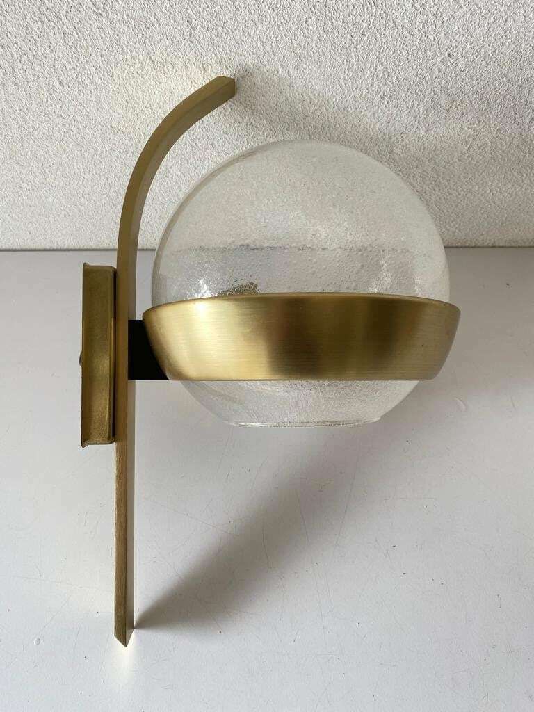 photo furniture Beautiful Italian Air Bubble Glass And Gold Metal Sconce, 1960s, Italy