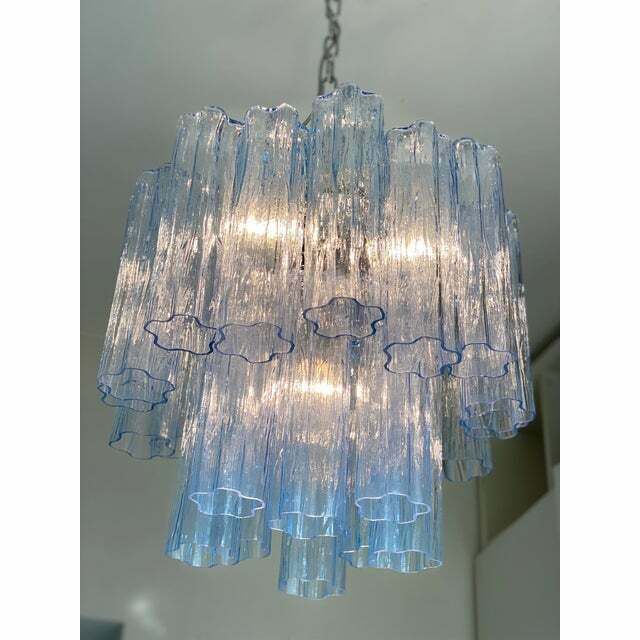 7415.2 Contemporary Tricolor “Tronchi” Chandelier In Venini Style photo