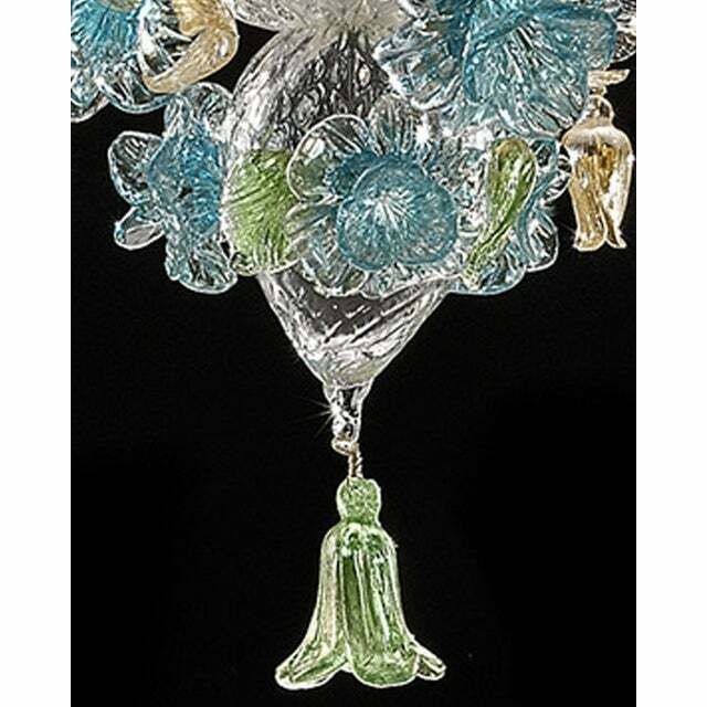 Early 21st Century Venetian Turquoise Floral Murano Glass Chandelier photo for sale