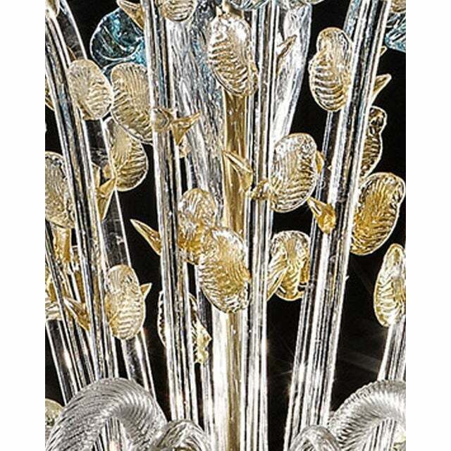 Early 21st Century Venetian Turquoise Floral Murano Glass Chandelier photo buy
