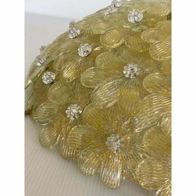 Early 21st Century Gold Flowers Murano Glass Flush Mount photo vinterior